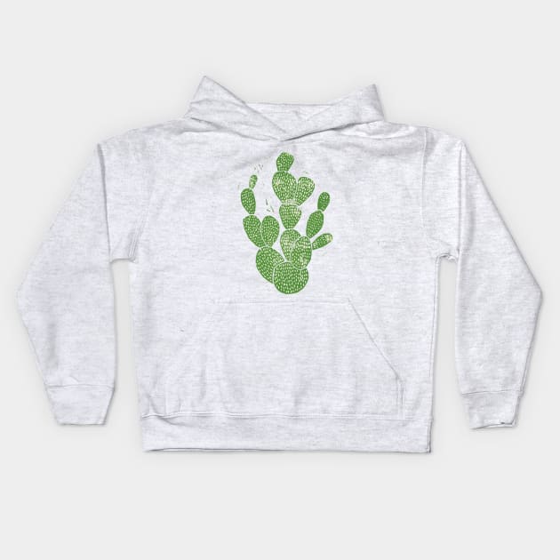 Linocut Cactus #1 Kids Hoodie by BiancaGreen